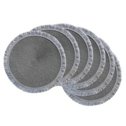 Round Fringed Placemat Set Of 6 -Design Imports GUEST bec6b5e7 9d27 4d31 807c fa230aa34395