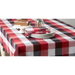 Design Imports Cardinal Red Tri Color Check Tablecloth 60X84 -Design Imports GUEST bf247b59 5d58 4e77 9814 c85a2cab2bb7