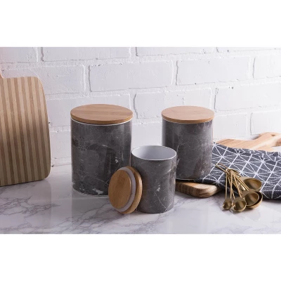 Design Imports Black Marble Ceramic Canister Set/3 1 Design Imports Black Marble Ceramic Canister Set/3