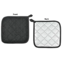 Design Imports Terry Solid Potholder Set 3 Piece Black 7X7"