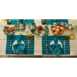 Design Imports Teal Stripe Tassel Placemat Set/4 -Design Imports GUEST bf5da355 0b70 4326 9e57 538d9c0c3363