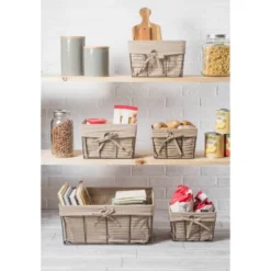 Design Imports Set Of 5 Vintage Gray Wire Liner Baskets Taupe -Design Imports GUEST bf6c2200 a660 4007 bbe0 f4c8d5a612a5