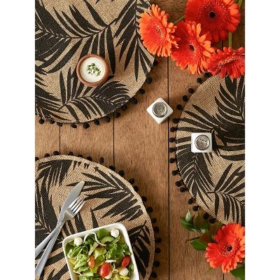 DII Jute Printed Placemat Set 6 Piece, Black Fern Print, 15" Dia 2 DII Jute Printed Placemat Set 6 Piece, Black Fern Print, 15" Dia - Image 2