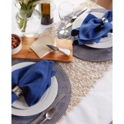 DII Variegated Placemat Set 6 Piece, Blue, 15" Dia -Design Imports GUEST bfdd5354 2ec6 45c2 b789 c827712dc6a2