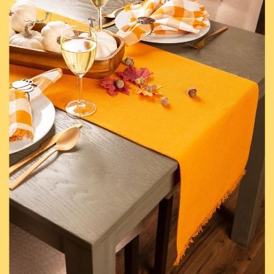 Design Imports Heavyweight Solid Fringe Table Runner, Pumpkin Spice, 14X72" 2 Design Imports Heavyweight Solid Fringe Table Runner, Pumpkin Spice, 14X72" - Image 2