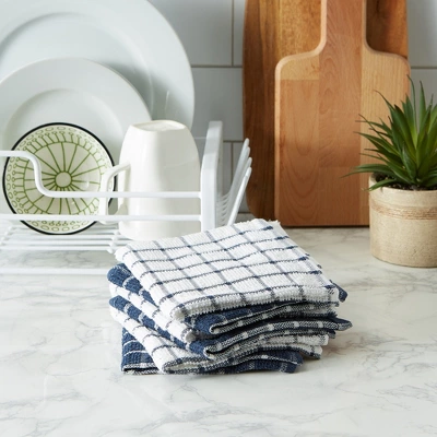 Design Imports Windowpane Terry Dishcloth Set 6 Piece, 12X12", Nautical Blue 2 Design Imports Windowpane Terry Dishcloth Set 6 Piece, 12X12", Nautical Blue - Image 2