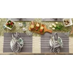 Design Imports Gray/ White Stripe Tassel Placemat Set/4 -Design Imports GUEST c0d69f1a 4d02 4f1f 8a37 75f75f8ed7c9