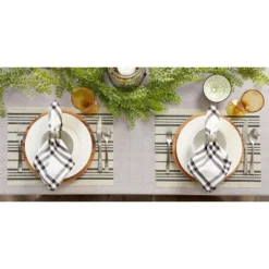 DII Farmhouse Stripe Woven PVC Placemat Set/6, Black, 13x17.25" -Design Imports GUEST c10aec01 83c0 4c81 80bb 8a0e8c080893