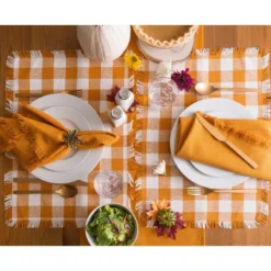 DII Heavyweight Fringe Placemat Set 6 Piece, Pumpkin Spice, 13x19" -Design Imports GUEST c1181322 54c6 4500 b146 fcb9cc2617e1
