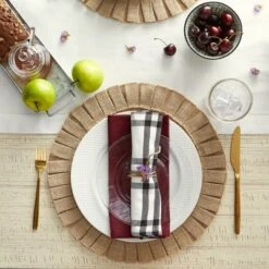 DII Jute Ruffle Trim Placemat Set 6 Piece, Natural, 15" Dia -Design Imports GUEST c1356491 4c91 4dee 8c8a 4c063510a784