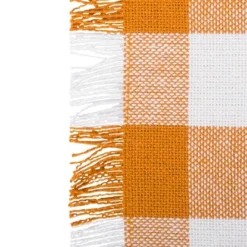 Design Imports Heavyweight Check Fringe Table Runner, Pumpkin Spice, 14X108" -Design Imports GUEST c16718c8 941f 4231 9c2b 08e4ebcfcfe7