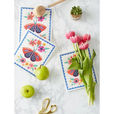 Design Imports Swedish Dishcloth Set/3, Reusable & Absorbent, Butterfly Folk 2 Design Imports Swedish Dishcloth Set/3, Reusable & Absorbent, Butterfly Folk - Image 2