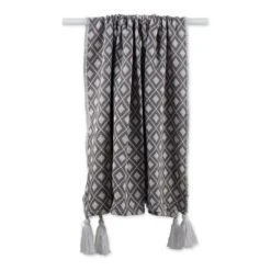 Diamond Lattice Throw Blanket Gray - Design Imports: Cotton, Hypoallergenic, Machine Washable, 50x60 Inches