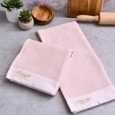 Design Imports Washed Waffle Dishtowel Set/2, Pink Quartz 1 Design Imports Washed Waffle Dishtowel Set/2, Pink Quartz