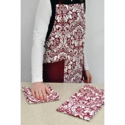 Design Imports Damask 2 Pocket Printed Apron Wine -Design Imports GUEST c2bde914 575e 4f32 bcdd eb5fb52ef304