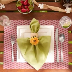 Design Imports Barn Red Textured Twill Weave Placemat Set/6 -Design Imports GUEST c31b0558 3b34 477b a79e 23b8e94dda8a