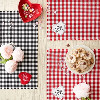 Design Imports Love & Xoxo Checkers Embellished Placemats Set/4 2 Design Imports Love & Xoxo Checkers Embellished Placemats Set/4 - Image 2