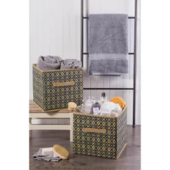 Design Imports Nonwoven Polyester Cube Ikat Teal Square 11X11X11 Set/2 -Design Imports GUEST c3970a9b 8dd6 430c bd88 5e0cd7a65613