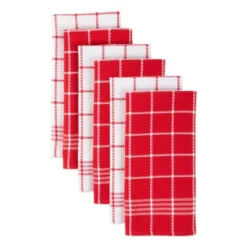 Design Imports Red Waffle Weave Dishtowel Set/6