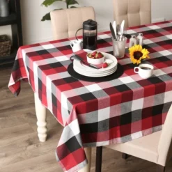 Design Imports Cardinal Red Tri Color Check Tablecloth 60X84 -Design Imports GUEST c43fd7b2 8c57 4379 8d9b 06ea038b5081