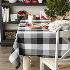 Design Imports Black Tri Color Check Tablecloth 60X84 -Design Imports GUEST c47a0bba 209c 48c4 a07f 25a8768e3000