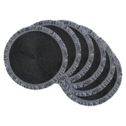 Round Fringed Placemat Set Of 6 -Design Imports GUEST c57d90b5 2b1f 4e05 bd2c 8dcbb40c4170