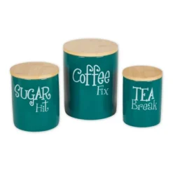 Design Imports Teal Coffee/Sugar/Tea Ceramic Canister Set/3 -Design Imports GUEST c60265da b029 4978 b6cd 00ac9a1afbe3