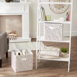 Design Imports Nonwoven Polyester Cube 13X13X13 Small Dots White/Copper Set/2 -Design Imports GUEST c618960a 709d 4cbb b73a e85c2e0f08e0