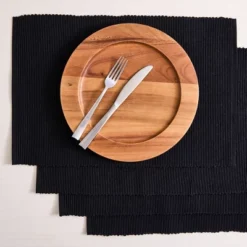 Design Imports Solid Ribbed Placemat Set/4