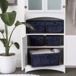 Design Imports Set Of 5 Rustic Bronze Chicken Wire French Blue Liner Baskets -Design Imports GUEST c73be0fe fde0 4273 9cd3 a45b95025a00