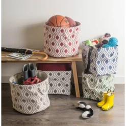 Design Imports Polyester Bin Ikat Mineral Rectangle Medium 16X10X12 -Design Imports GUEST c74b68be 6cfd 42a4 b53f e5e8598fbadb