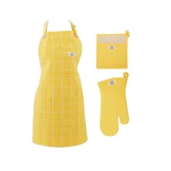 Design Imports Apron, Oven Mitt & Potholder Kitchen Set/3, Yarrow Yellow -Design Imports GUEST c74da220 f7e7 4039 ac4f ba4b4c9abb23