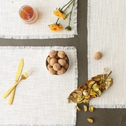 Design Imports Cream Sugar Basket Fringe Placemat Set/4 -Design Imports GUEST c76bc25b fcc4 435c ae00 56097a9bc24e