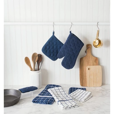 Design Imports Windowpane Terry Dishcloth Set 6 Piece, 12X12", Nautical Blue 1 Design Imports Windowpane Terry Dishcloth Set 6 Piece, 12X12", Nautical Blue
