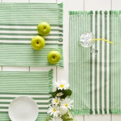 DII Stripe Placemat Set 6 Piece, Grass Green, 13x19" -Design Imports GUEST c7a34c87 d9ef 4ae0 80f8 4676e8eaea3f
