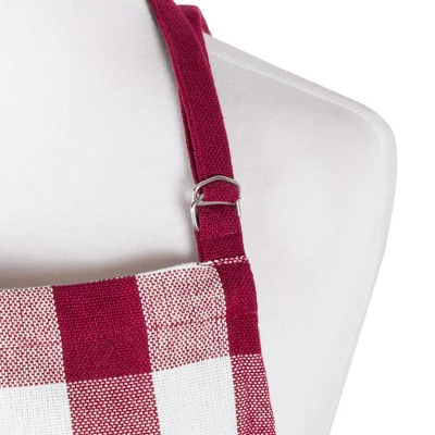 Design Imports Check Fringe Chef Apron, Wine 5 Design Imports Check Fringe Chef Apron, Wine - Image 5