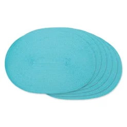 DII Oval Placemat Set 6 Piece, Aqua, 12x18" -Design Imports GUEST c846f40d 8488 4392 b01e a1ddf2790378