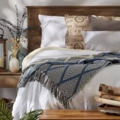 50"x60" Diamond Throw Blanket Denim Blue - Design Imports -Design Imports GUEST c86829ac a04b 4ce8 846d 59bff1749ca0