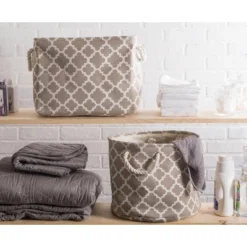 Design Imports Polyester Bin Lattice Brown Rectangle Large 17.5X12X15 -Design Imports GUEST c8bb4889 0644 4c7f a54b 16586605f3fa