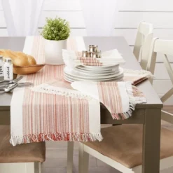 6pk Cotton Pimento Striped Placemats With Fringe - Design Imports: Washable Kitchen & Dining Table Decor, Rectangle, 13"x11" -Design Imports GUEST c9090208 a11a 4423 8b5b 75fccf1233dc