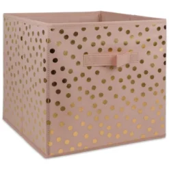 Nonwoven Polyester Cube Dots Millennial Pink/Gold Square 11x11x11 Set/2 -Design Imports GUEST c9616414 dbeb 4486 89b8 95a7052a1f33