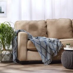 50"x60" Diamond Throw Blanket Denim Blue - Design Imports -Design Imports GUEST c96a052b f6d3 41ac b5fd 211e9daf4f5a