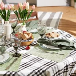 Design Imports Fig Green Tweed Round Table Placemat Set/6