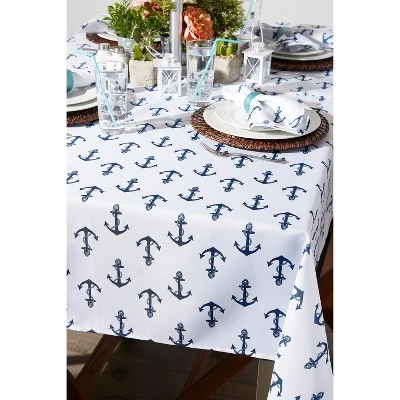 Design Imports Anchors Print Outdoor Tablecloth With Zipper 60 Round 2 Design Imports Anchors Print Outdoor Tablecloth With Zipper 60 Round - Image 2