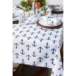 Design Imports Anchors Print Outdoor Tablecloth With Zipper 60X84 -Design Imports GUEST caaa7dea 7f6b 45ac 88dc 80afc60835ce