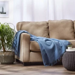 50"x60" Solid Ribbed Throw Blanket - Design Imports -Design Imports GUEST caeb855f b30d 4055 a704 fed1f797ad4d