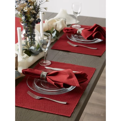 DII Ribbed Solid Placemat Set 6 Piece, Barn Red, 13x19" 2 DII Ribbed Solid Placemat Set 6 Piece, Barn Red, 13x19" - Image 2
