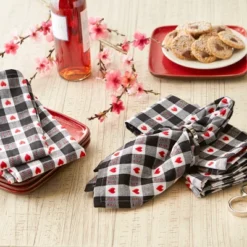 Design Imports Hearts Dobby Check Napkin Set/6 -Design Imports GUEST cc302760 2f2b 4cf4 89b9 2933f8458e1c