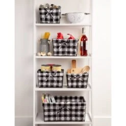 Design Imports Set Of 5 Vintage Gray Chicken Wire Check Liner Baskets Black/White -Design Imports GUEST cc804aaa afa3 4701 9f80 8daffb8c5813