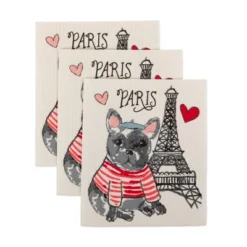 Design Imports Dog In Paris Swedish Dishcloth Set/3